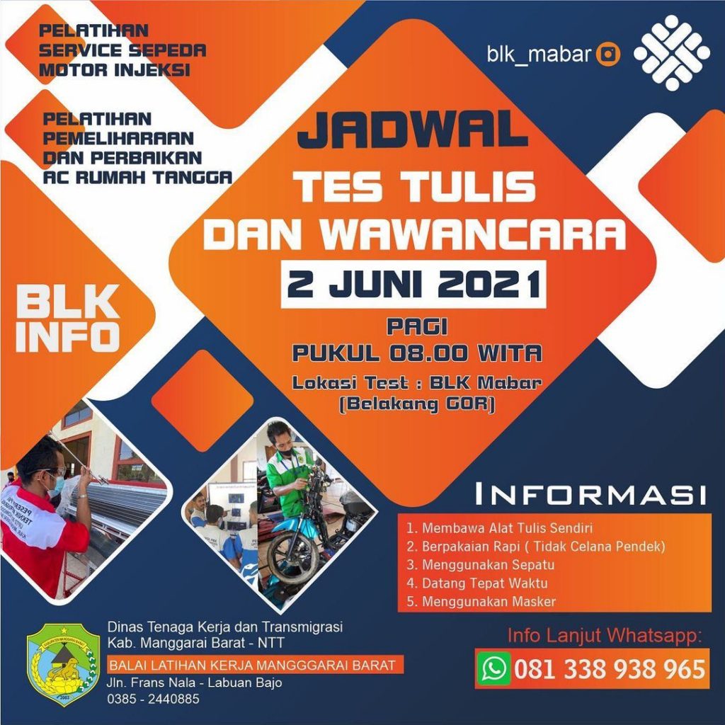 Jadwal Tes Tulis dan Wawancara Pelatihan AC dan Otomotif